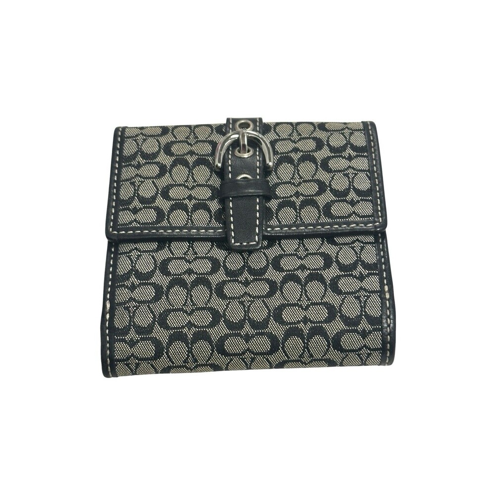 Vintage COACH Signature SOHO Buckle Bifold Wallet Change Purse Card Case BLACK